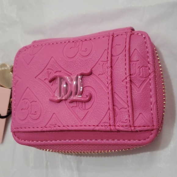 Juicy Couture good times pink monogram square zip around case wallet & charm new - Picture 8 of 10